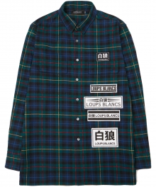 Oversized Patched Check Shirt - Green