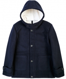 Bonded Wool Hooded Coat