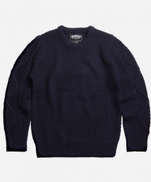 HEAVY FISHER SLEEVE KNIT _ NAVY