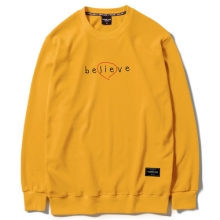 believe lie sweat shirt-mustard