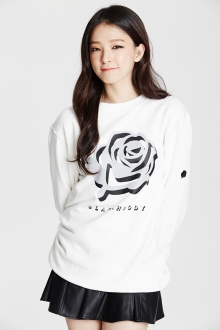 3D ROSE CREWNECK SWEATSHIRT WHITE