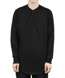 DIAGONAL HENRY NECK SWEATSHIRT - BLACK