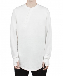 DIAGONAL HENRY NECK SWEATSHIRT - WHITE