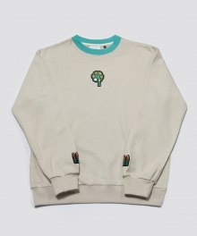 RE-CHILD EMBROIDERY SWEAT SHIRT MINT BEIGE