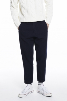 CROPPED WOOL PANTS NAVY