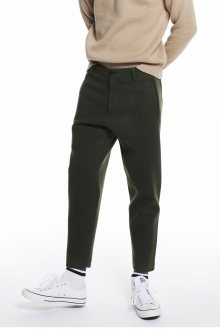 CROPPED WOOL PANTS KHAKI