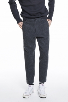 CROPPED WOOL PANTS GRAY