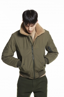 REVERSIBLE FAUX SHEEPSKIN BLOUSON OLIVE