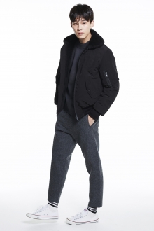 REVERSIBLE FAUX SHEEPSKIN BLOUSON BLACK