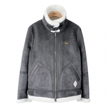 SP Rebel Suede Shearling Jacket-Gray