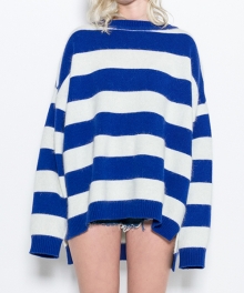 OVERSIZED BORDER KNIT - BLUE