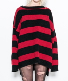 OVERSIZED BORDER KNIT - RED