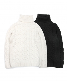 UTW-FC05 twist turtleneck knit[black / white(UNISEX)]