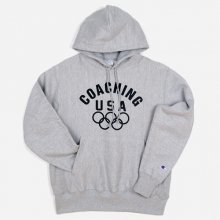 REVERSE WEAVE HOODED PULLOVER COACHING USA (GREY)