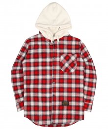 Flannel Hoodie Shrits - Red/Ivory - Sand