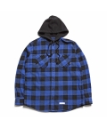 Hooded Gingham Check Shirts Blue