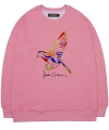 Bird Embroidered Sweatshirt - Pink