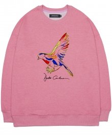 Bird Embroidered Sweatshirt - Pink