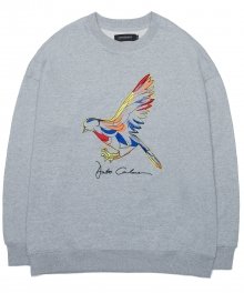 Bird Embroidered Sweatshirt - Gray