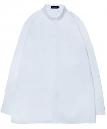 Oversized Banded Collar Shirt - White