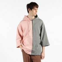 BLADE HALF AND HALF HOODIE TOP (PINK/GREY)