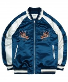 Dragon Satin Souvenir Jkt - Blue/ivory