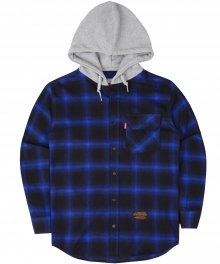 Flannel Hoodie Shirts - Black/Blue - Gray