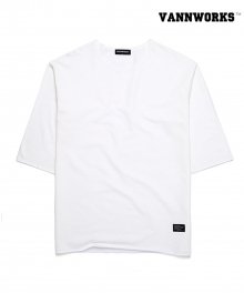 CUTTING 3/4 SLEEVES T-Shirts_WHITE(V16TS122)