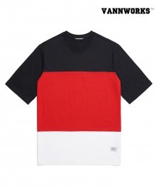 TERRY BLOCK LOOSE FIT T-Shirts_RED(V16TS223)