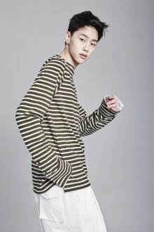 STRIPE LONG SLEEVE T SHIRT KHAKI