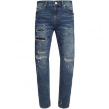 M#0923 crush repaired crop jeans