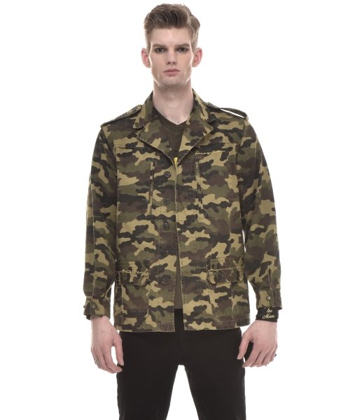 HONEY MOON EMBROIDERED COTTON TWILL FIELD JACKET CAMOUFLAGE
