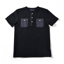 16SS HENLEY NECK 2POCKETS T-SHIRT BLACK