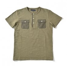 16SS HENLEY NECK 2POCKETS T-SHIRT OLIVE