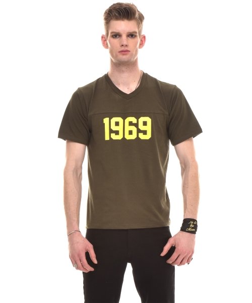 씨오엠이(come) 1969-PRINT COTTON-JERSEY T-SHIRT (KHAKI)