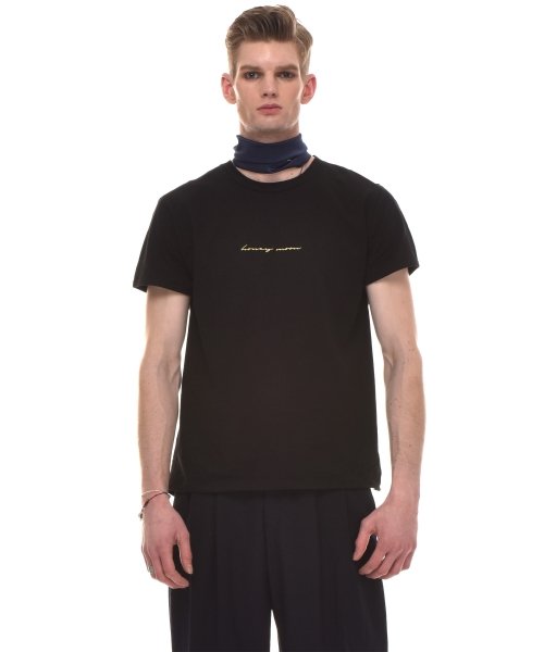 씨오엠이(come) HONEY MOON EMBROIDERED COTTON AND COTTON-NYLON T-SHIRT (BLACK)