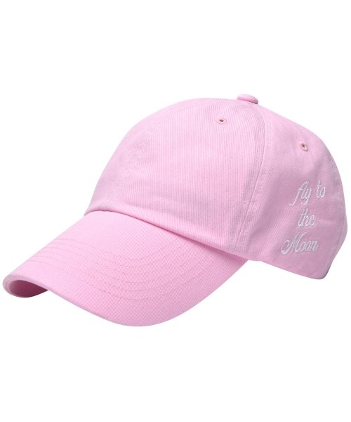 FLY TO THE MOON EMBROIDERED COTTON BASEBALL CAP (LIGHT PINK)