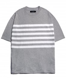 Stripe Detailed Short Sleeve T-Shirt - Grey