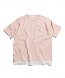 Mesh Layered T-Shirts Pink / White