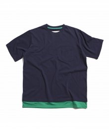 Mesh Layered T-Shirts Navy / Green