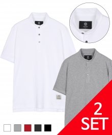 COTTON 20S HENLEY NECK PK T-SHIRTS (1+1)