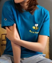 [코드아이엠] HONEY BEE PK HALF TEE AQUA