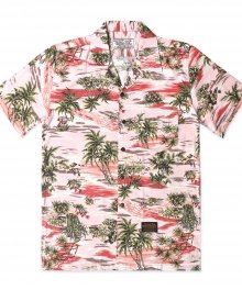 Lonely Island Aloha Shirt / Coral Pink