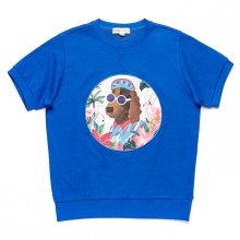 TROPICAL DOG PATCH 1/2 SWEAT SHIRT BLUE