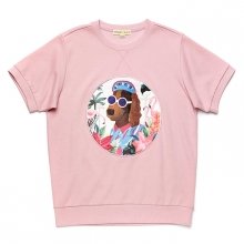 TROPICAL DOG PATCH 1/2 SWEAT SHIRT INDI PINK