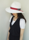 3color ribbon panama hat - white (10 ribbon color)
