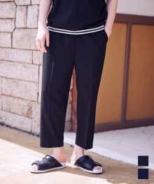 TWO-WAY STRETCH WIDE BANDING PANTS BLACK