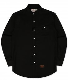 Basic Linen China Shirt - Black