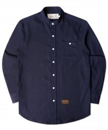 Basic Linen China Shirt - Navy