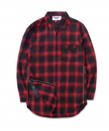 sidezipp overlength check shirts -red- / 체크셔츠 -레드-